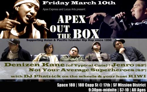 APEX OUT THE BOX, featuring Denizen Kane, Jenro, Not Your Average Superheroes