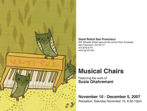 Giant Robot: Musical Chairs, featuring the work of Susie Ghahremani
